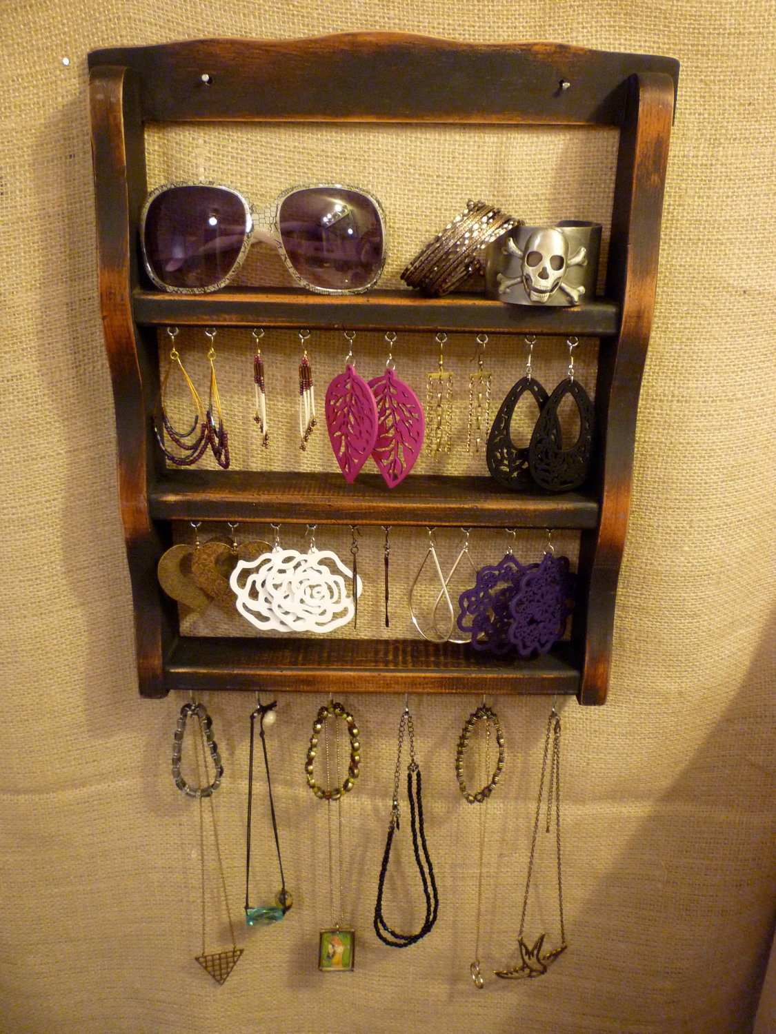 Upcycled Jewelry Organizing Display (Black Rack)