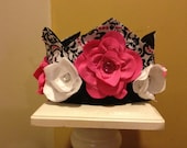Damask Birthday Crown - Party Hat - Photo Prop - Hot Pink, Black and White Crown - Princess Dress Up - Birthday Hat