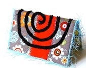 Business Card Holder - ID, Reward Card, Mini Wallet -  Red, Grey Floral Mix