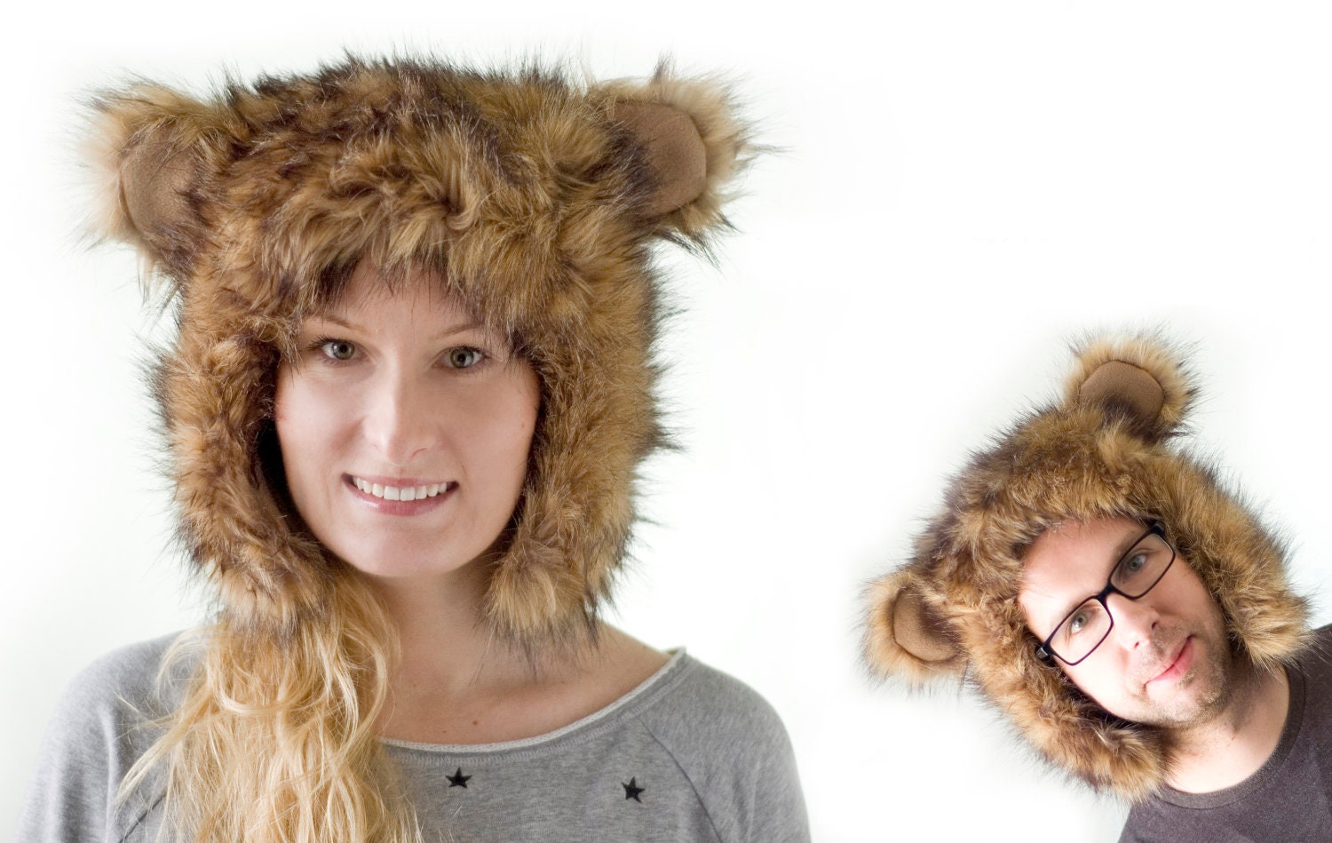 Gift Teddy Bear Hat Winter Warm Fashion Teens Chunky Accessories Fake Faux Fur Gift Ears Snow Holiday Gift Fleece Lining