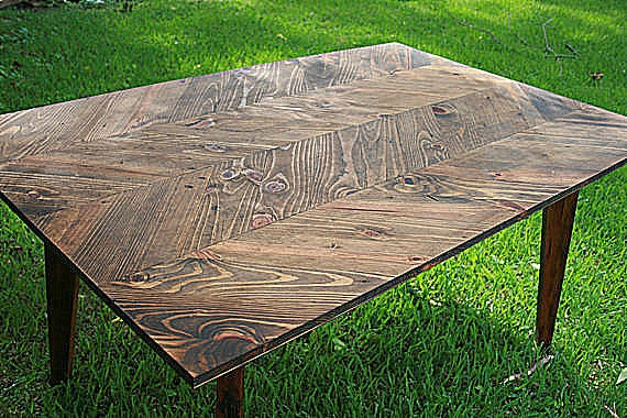 Furniture Reclaimed Wood Table Dining Room Chevron Herringbone Home and Living