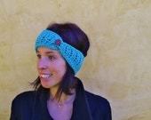 Turquoise Crochet Earwarmer--Ready to Ship