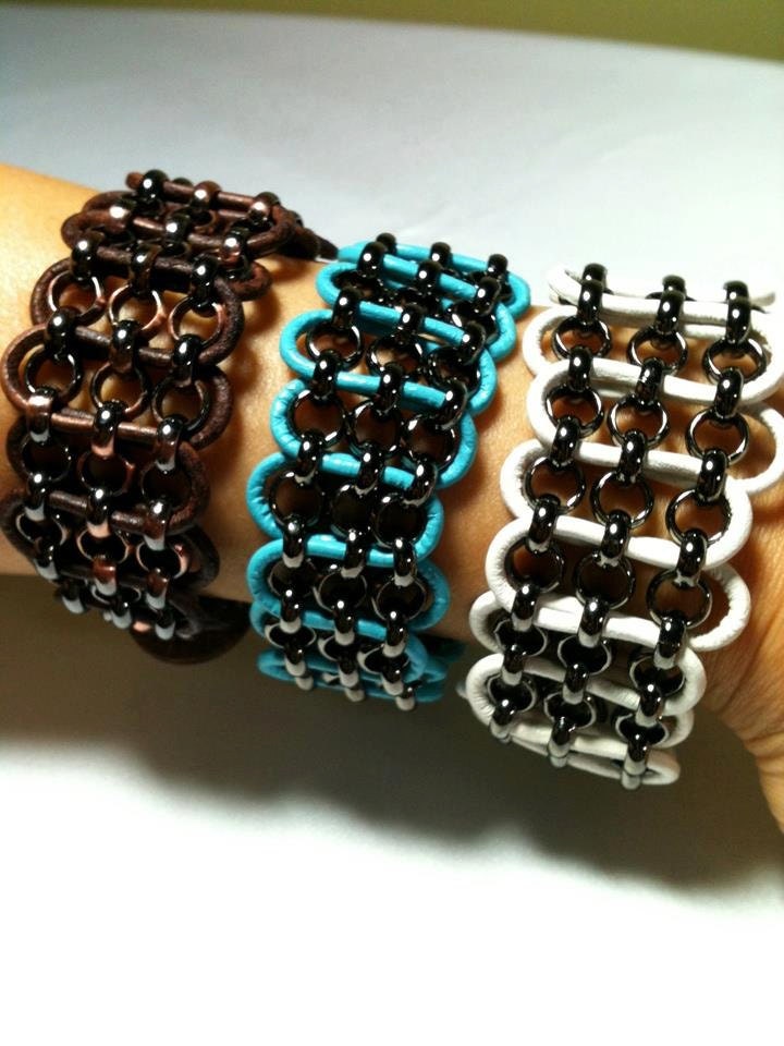 Leather Wrapped Chain Bracelets by 2CarasCreations