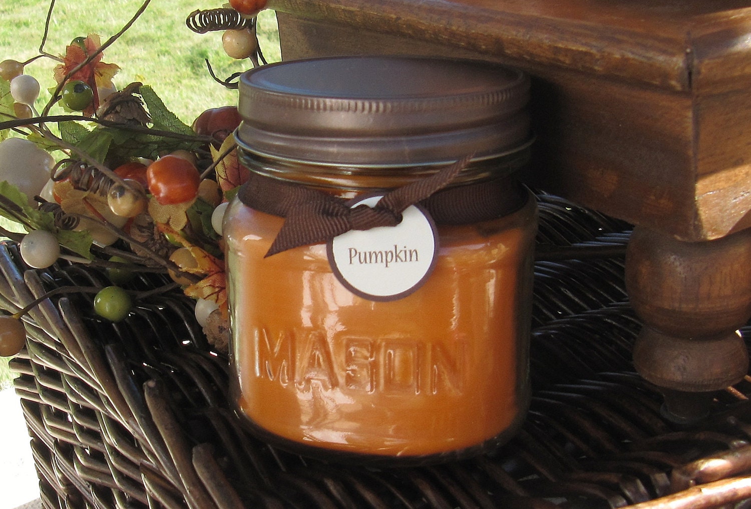 Pumpkin Soy Candle -  8 oz. Mason Jar - CharmingInteriors