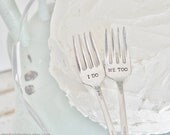 I DO, ME TOO - Vintage Wedding Cake Fork Set Personalized with Your Wedding Date by jessicaNdesigns on Etsy