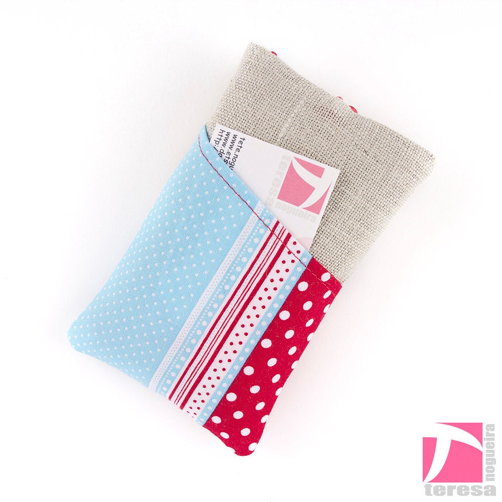 iPhone 4 protector / iPod sleeve / red and blue dots and stripes