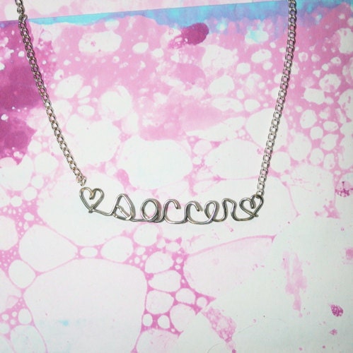 Soccer Necklace - Silver Wire Gift for a Girl Who Loves to Play Soccer, Christmas gift for friend, daughter, sister, soccer coach, under 20