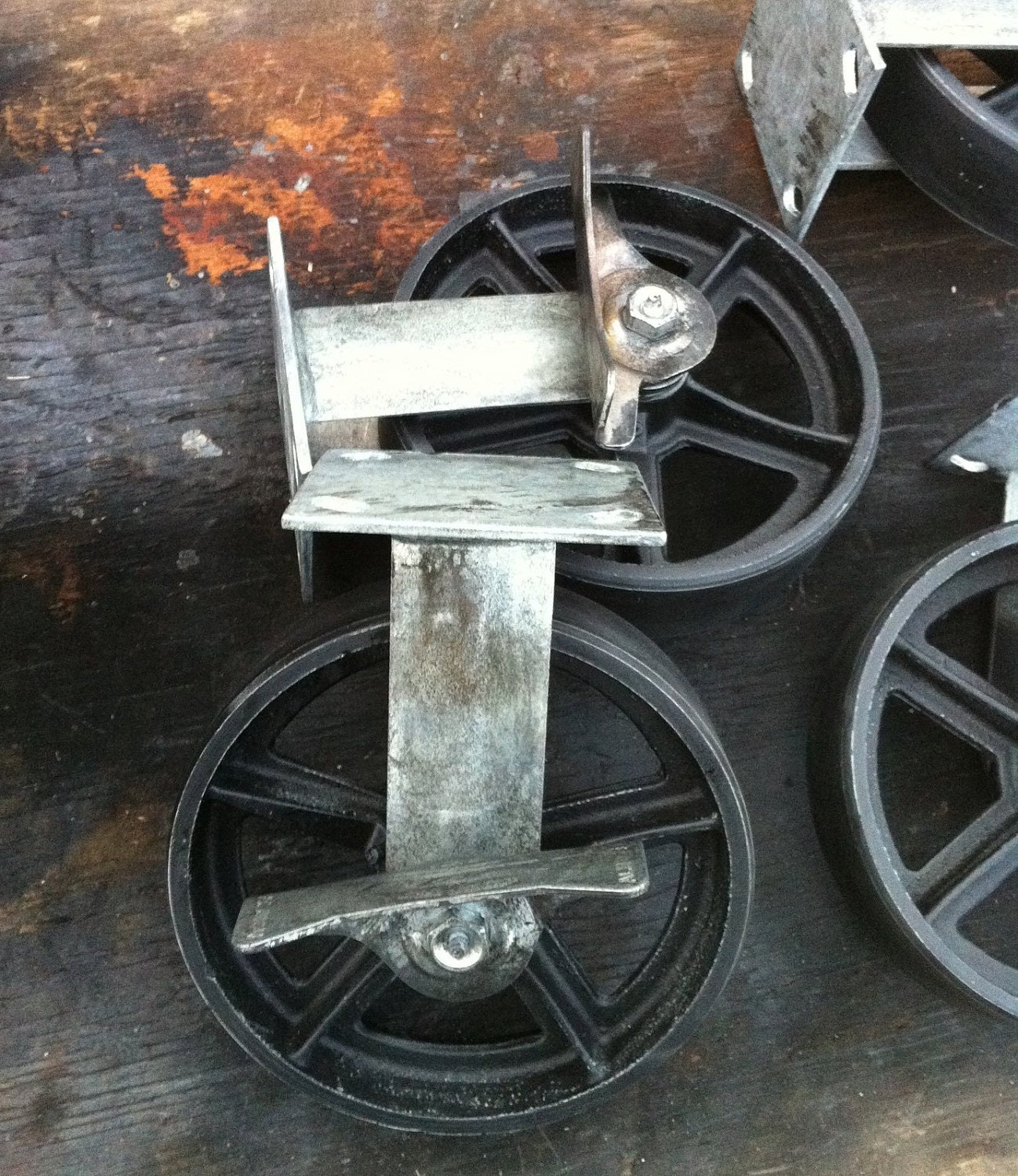 Antique 8 Rigid Caster with Brakes Vintage by VintageIndustrial