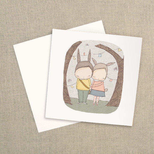 Blank Greeting Card - Square - Harriet and Henry Best Friends -  5.9 x 5.9 " or 150x150 mm