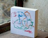 Everyone's On My Desk 4x4 Wood Mount Print