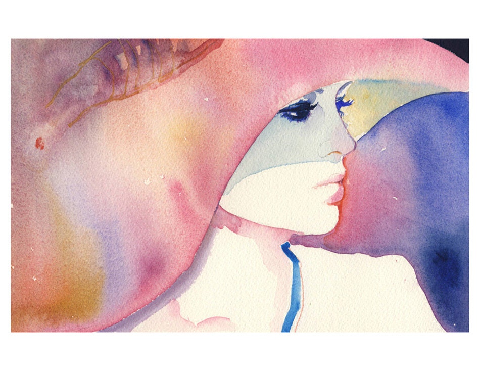 Print of Watercolour Fashion Illustration  8.5" x 11". Titled: Julie