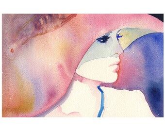 Print of Watercolour Fashion Illustration  8.5" x 11". Titled: Julie