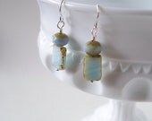 Blue Glass Earrings - Czech Glass - Bead - Blue Earrings - Small