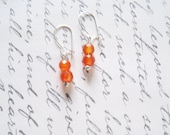 Orange Carnelain Earrings  - Dangle Earrings  - Orange - Dainty