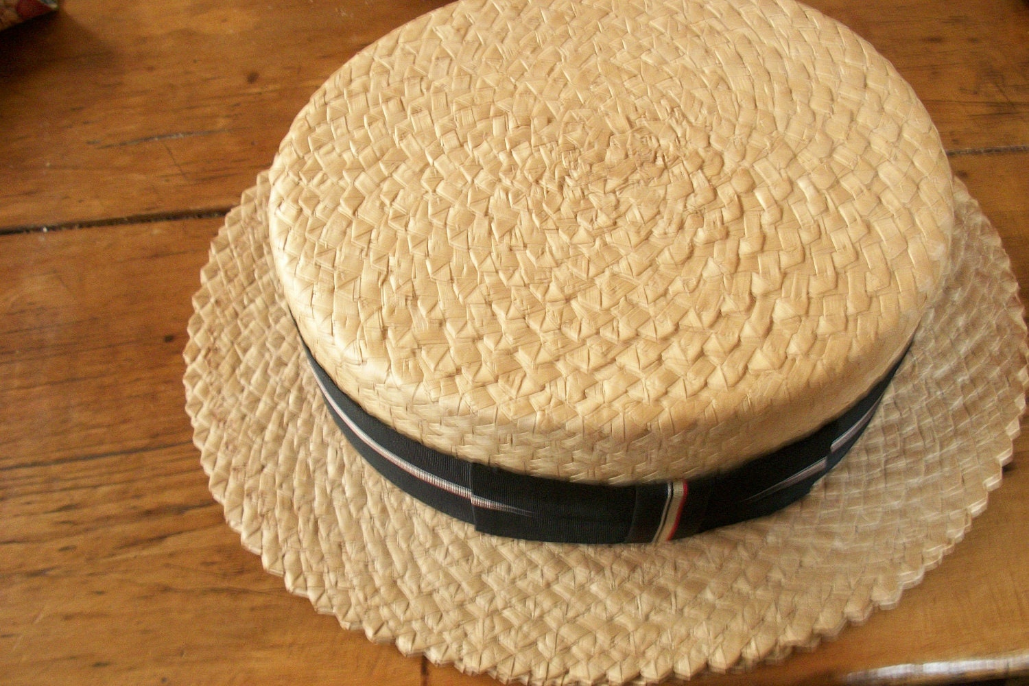 Vintage  Vintage  GentleMen's  Chap  Straw Hat - olduniquetreasures