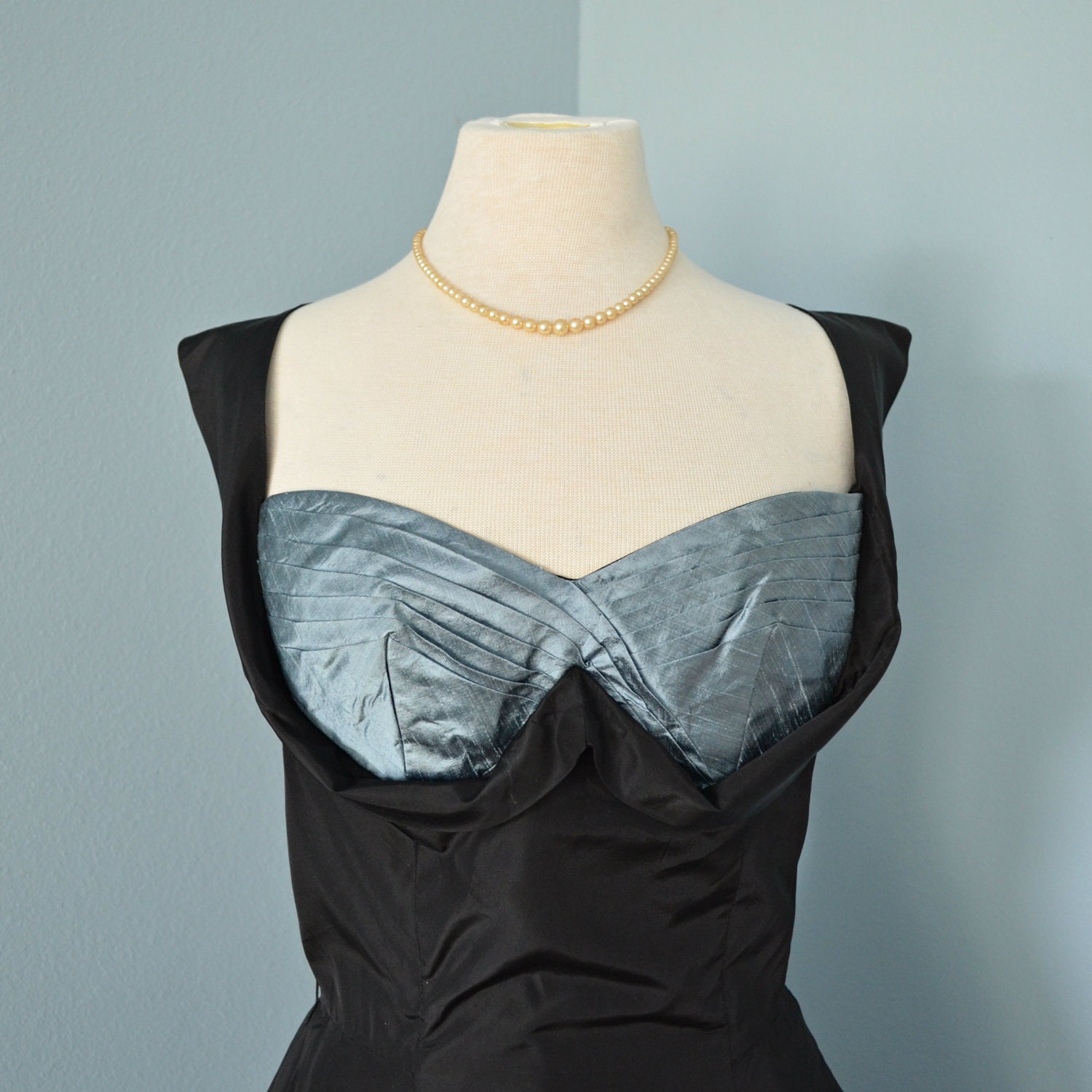 RESERVED FOR SARIA Vintage 1950s Party Dress...Beautiful Reich-Petrillo Midnight Black Taffeta Party Dress