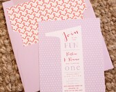 children's birthday party invitations - one (red and lavender)