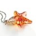 Sun Kissed Starfish Necklace 14K Gold Fill Sterling Silver Swarovski Orange Blush Crystal Starfish Necklace