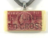 Vintage Ireland Postage Stamp Necklace Pendant