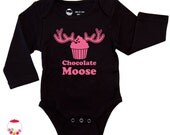 pink chocolate moose baby onesie