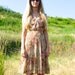 70s Sheer Floral Neutrals Pleated Prairie Dress xs s m