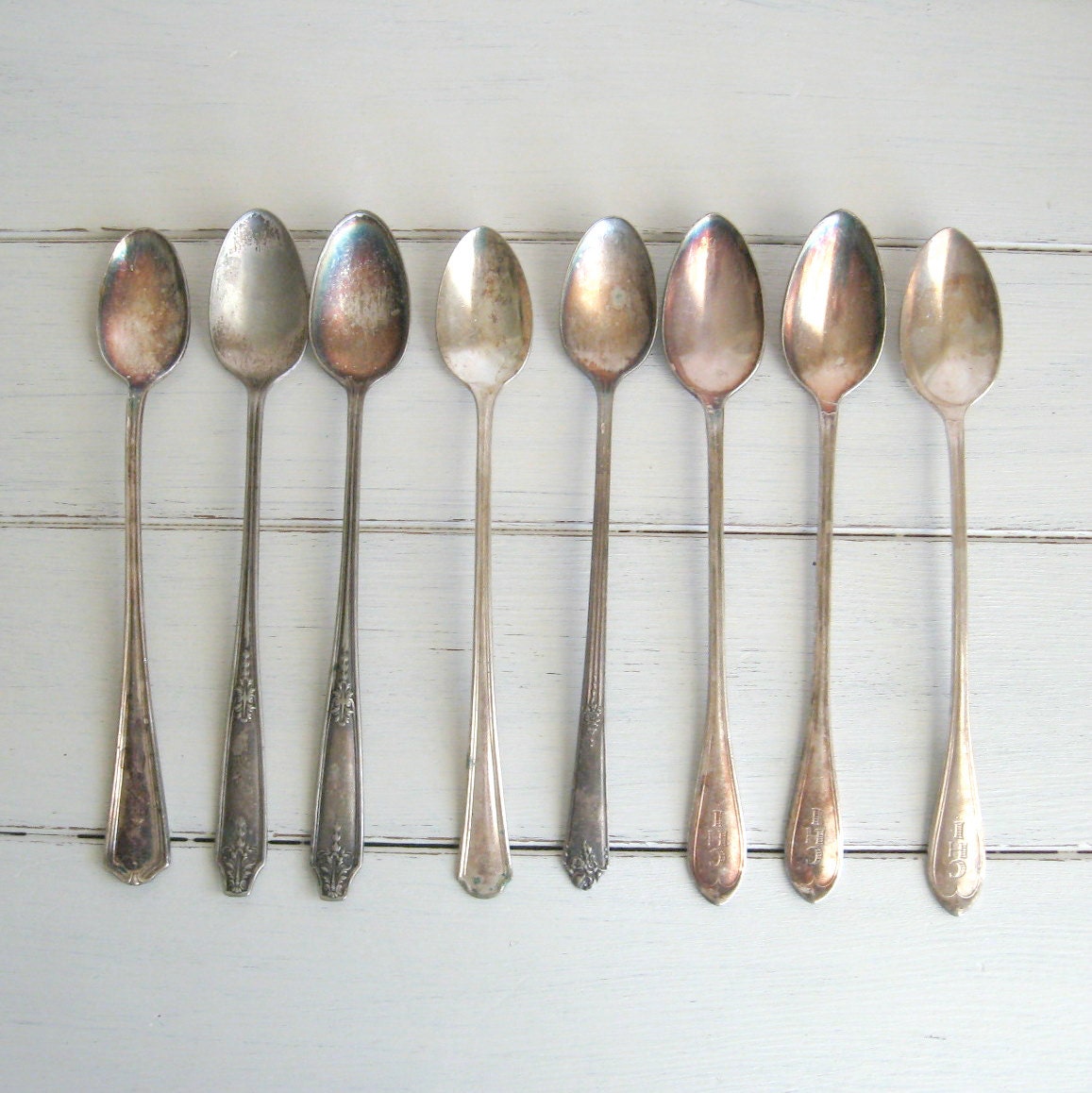 SALE 8 antique silver plate iced tea spoons by Hammermann on Etsy