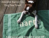 Dog paw drying towel, personalized for pets.