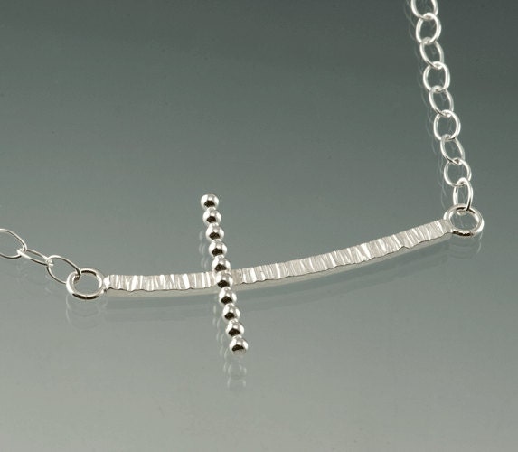 Sterling Silver Sideways Cross Necklace on Sterling Silver Chain