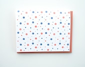 Blank Letterpress Card: Navy and Orange Confetti