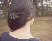 Large Black Patina Leaf Bobby Pin - Rustic Woodland Wedding Hair Accessories - Nature Inspired - Dramatic Statement Elegant Whimsical Dreamy
