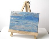 Abstract landscape, acrylic painting with easel, blue, grey, pink, taupe, home decor, Georgian Bay, gift 25