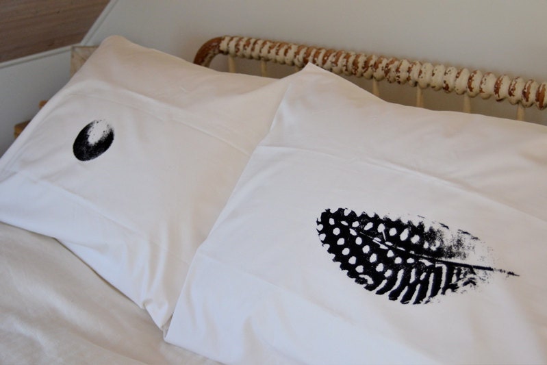 Feather and Egg Pillowcase Pair