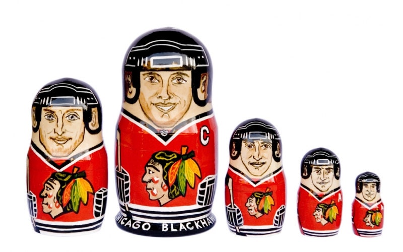 Chicago Blackhawks nesting matryoshka doll 5 pc - free shipping