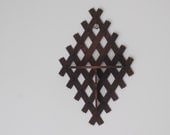 Vintage Wood Wall Shelf / Lattice Criss-Cross Diamond / 1940s Curio Shelf