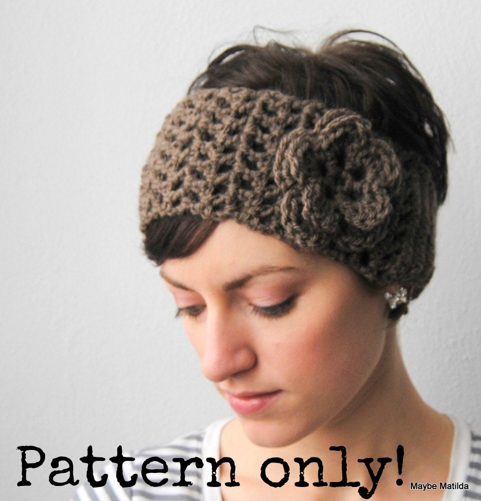 PDF Pattern for Crochet Earwarmer Headwrap and Flower with Permission to Sell What You Make