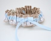 Wedding Garter - Khaki, Lace, Something Blue Bridal Garter - Sample Sale