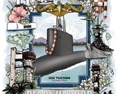 Pearl Harbor- Submarine Service...  Hawaii Submarine Print