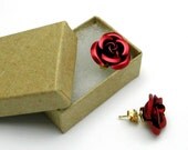 Red Rose Earrings, Large in Gift Box