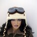 Crochet Aviator Hat Set with Goggles - tan and beige-Photo Prop - adult size