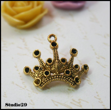 Gold Tone Crown Charms Pendants 18x24mm  - 20