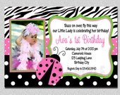 Zebra Pink and Green Ladybug Birthday Invitation Ladybug Birthday Party Invitation Printable Il_170x135