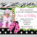 Zebra Pink and Green Ladybug Birthday Invitation Ladybug Birthday Party Invitation Printable