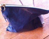 Navy Leather Clutch