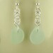GENUINE Sea Glass Earrings Aqua Silver Handmade Chainmaille