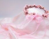 Bridal Wreath - Bridal Headband -  Pink Flowers Wreath - Almond Flowers Headband -  for the Bride or the Bridesmaids