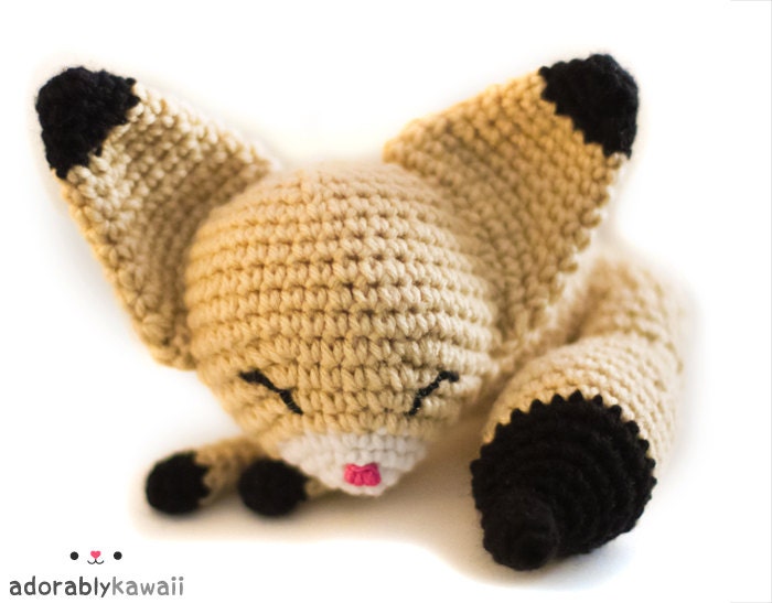Cute Sleepy Fennec Fox Amigurumi Plush Doll Toy  - PRE ORDER