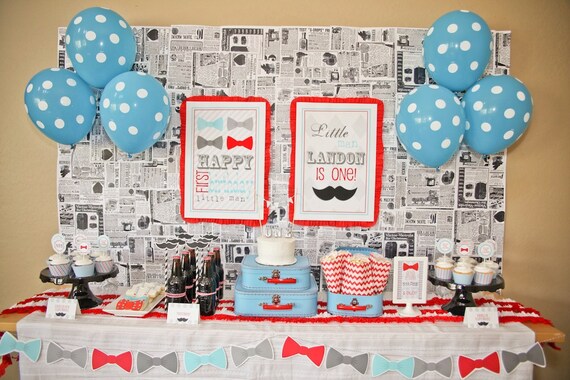 PARTY PRINTABLE Little Man Birthday Party Bow Tie Banner - Petite Party Studio Il_570xn