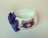 StayGoldMaryRose - Lovely lavender and gold regal pattern tea cup bracelet with lavender hand made satin bow.