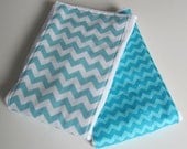 Aqua Chevron Burp Cloth Burp Rag Set of 2