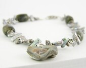 Necklace gemstones pearls labradorite blue druzy chalcedony Thai silver sterling silver statement teamt